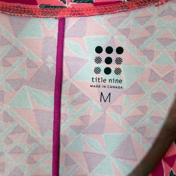 Title Nine Dream Dress Womens Medium Pink Geometric Print Zip Pocket Cap Sleeve - Picture 3 of 11